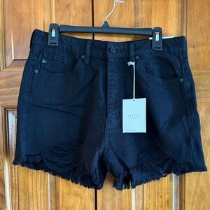 KanCan Black Frayed Jean Shorts